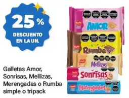 Supermercados Damesco Amor, sonrisas, mellizas, merengadas o rumba galletas simple o tripack oferta