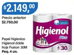 Supermercados Damesco Higienol papel higienico doble hoja fusion oferta