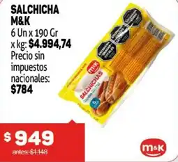 Makro M&K salchicha oferta