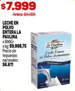 Makro La paulina leche en polvo entera oferta
