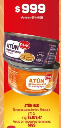 Makro M&k atún desmenuzado aceite / natural oferta