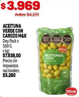 Makro M&K aceituna verde con carozo doy pack oferta