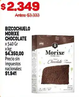 Makro Morixe bizcochuelo chocolate oferta