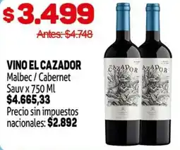 Makro El cazador vino malbec/cabernet sauv oferta