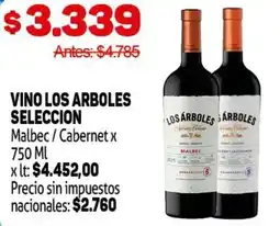 Makro Los arboles vino seleccion malbec / cabernet oferta