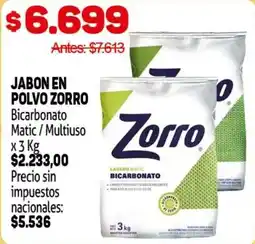 Makro Zorro jabon en polvo bicarbonato matic/multiuso oferta