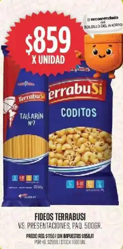 Supermercados Vea Terrabusi fideos vs. presentaciones, paq. oferta