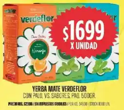 Supermercados Vea Verdeflor yerba mate con palo, vs. sabores, paq. oferta