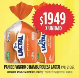 Supermercados Vea Lactal pan de pancho o hamburguesa paq. oferta
