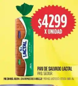 Supermercados Vea Lactal pan de salvado paq. oferta