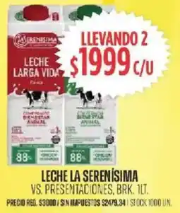 Supermercados Vea La serenísima leche vs. presentaciones, brk. oferta