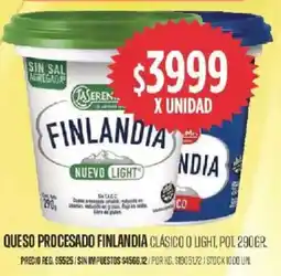 Supermercados Vea La aserenisima finlandia queso procesado clásico o light, pot. oferta