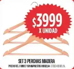 Supermercados Vea Set 3 perchas madera oferta