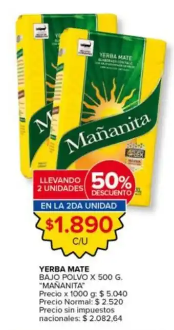 Carrefour Express Mañanita yerba mate bajo polvo oferta