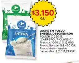 Carrefour Express Carrefour classic leche en polvo entera/descremada pouch oferta