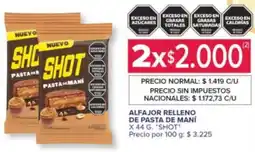 Carrefour Express Shot alfajor relleno de pasta de maní oferta