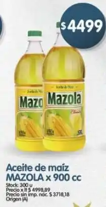 Supermercados Buenos Días Mazola aceite de maíz oferta