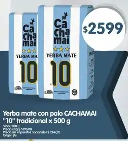 Supermercados Buenos Días Cachamai yerba mate con palo "10" tradicional oferta