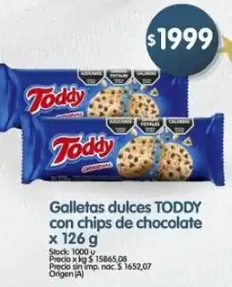 Supermercados Buenos Días Toddy galletas dulces con chips de chocolate oferta