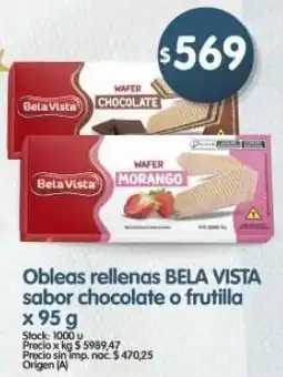 Supermercados Buenos Días Bela vista obleas rellenas sabor chocolate o frutilla oferta
