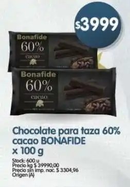 Supermercados Buenos Días Bonafide chocolate para taza 60% cacao oferta