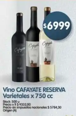 Supermercados Buenos Días Cafayate reserva vino varietales oferta