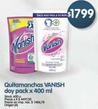 Supermercados Buenos Días Vanish quitamanchas doy pack oferta