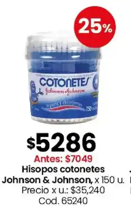 Coto Johnson & johnson hisopos cotonetes oferta