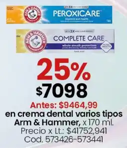 Coto Arm & Hammer en crema dental varios tipos oferta