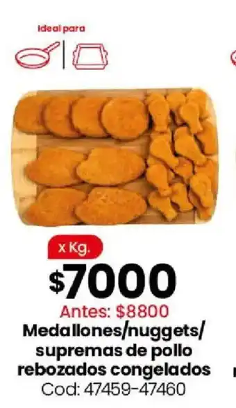 Medallones/nuggets/ supremas de pollo rebozados congelados
