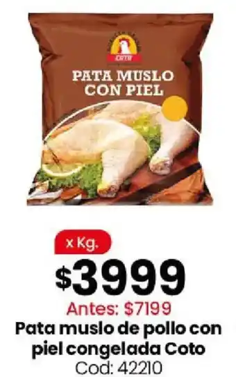 Coto pata muslo de pollo con piel congelada