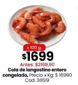 Coto Cola de langostino entero congelado oferta