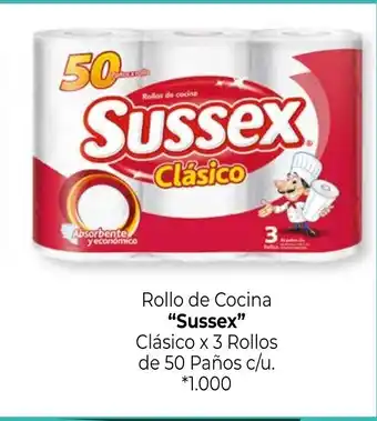La Anonima Sussex Clásico Rollo de Cocina x 3 Rollos de 50 Paños c/u. oferta
