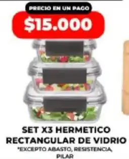 Supermayorista Vital Set x3 hermetico rectangular de vidrio oferta