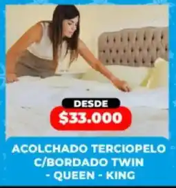 Supermayorista Vital Acolchado terciopelo c/bordado twin - queen - king oferta
