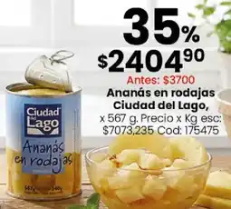 Coto Ciudad del lago ananás en rodajas oferta