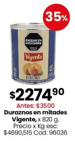 Coto Vigente duraznos en mitades oferta