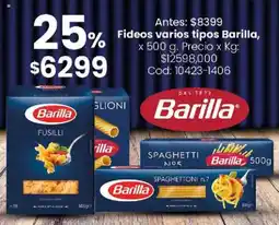 Coto Barilla fideos varios tipos oferta