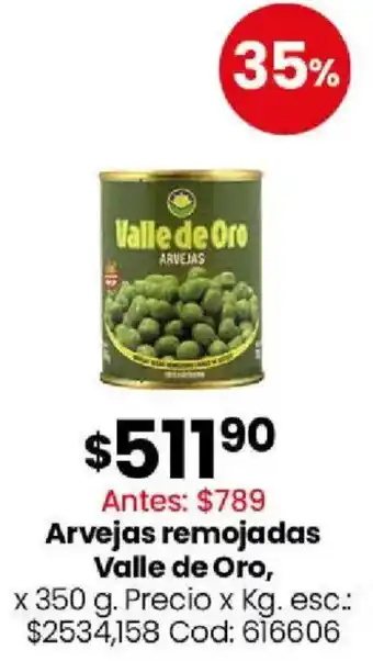 Coto Valle de oro arvejas remojadas oferta