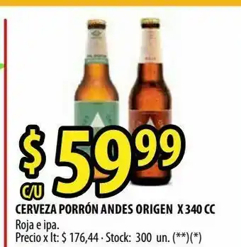 Punto Mayorista Cerveza porrón andes origen 340cc oferta