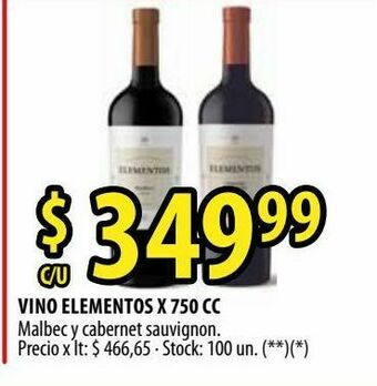Punto Mayorista Vino elementos 750cc oferta