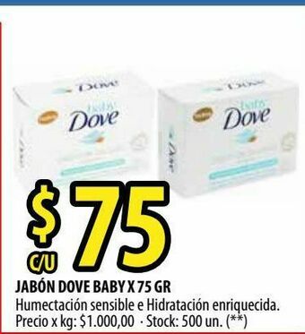 Punto Mayorista Jabón dove baby 75g oferta