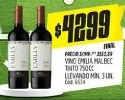 Supermercados Yaguar Emilia vino malbec tinto oferta
