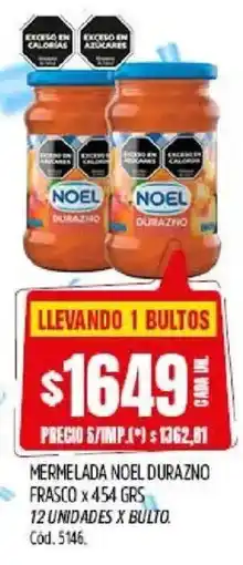 Supermercados Yaguar Noel mermelada durazno frasco oferta