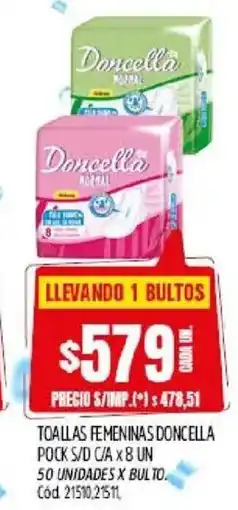 Supermercados Yaguar Doncella toallas femeninas pock s/d c/a oferta