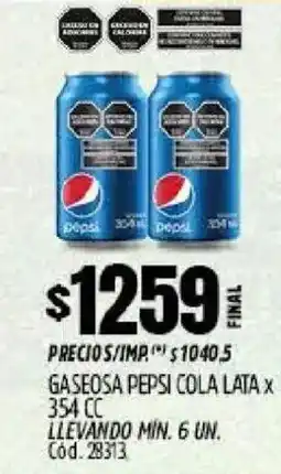 Supermercados Yaguar Pepsi cola gaseosa lata oferta