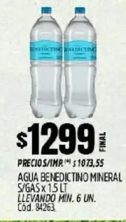 Supermercados Yaguar Benedictino agua mineral s/gas oferta