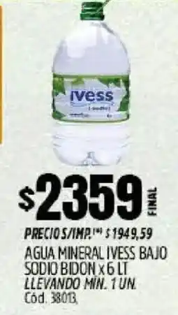 Supermercados Yaguar Ivess agua mineral bajo sodio bidon oferta