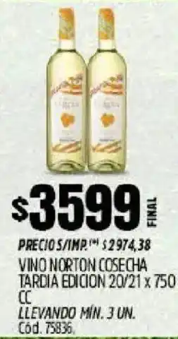 Supermercados Yaguar Norton vino cosecha tardia edicion oferta