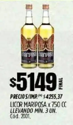 Supermercados Yaguar Mariposa licor oferta